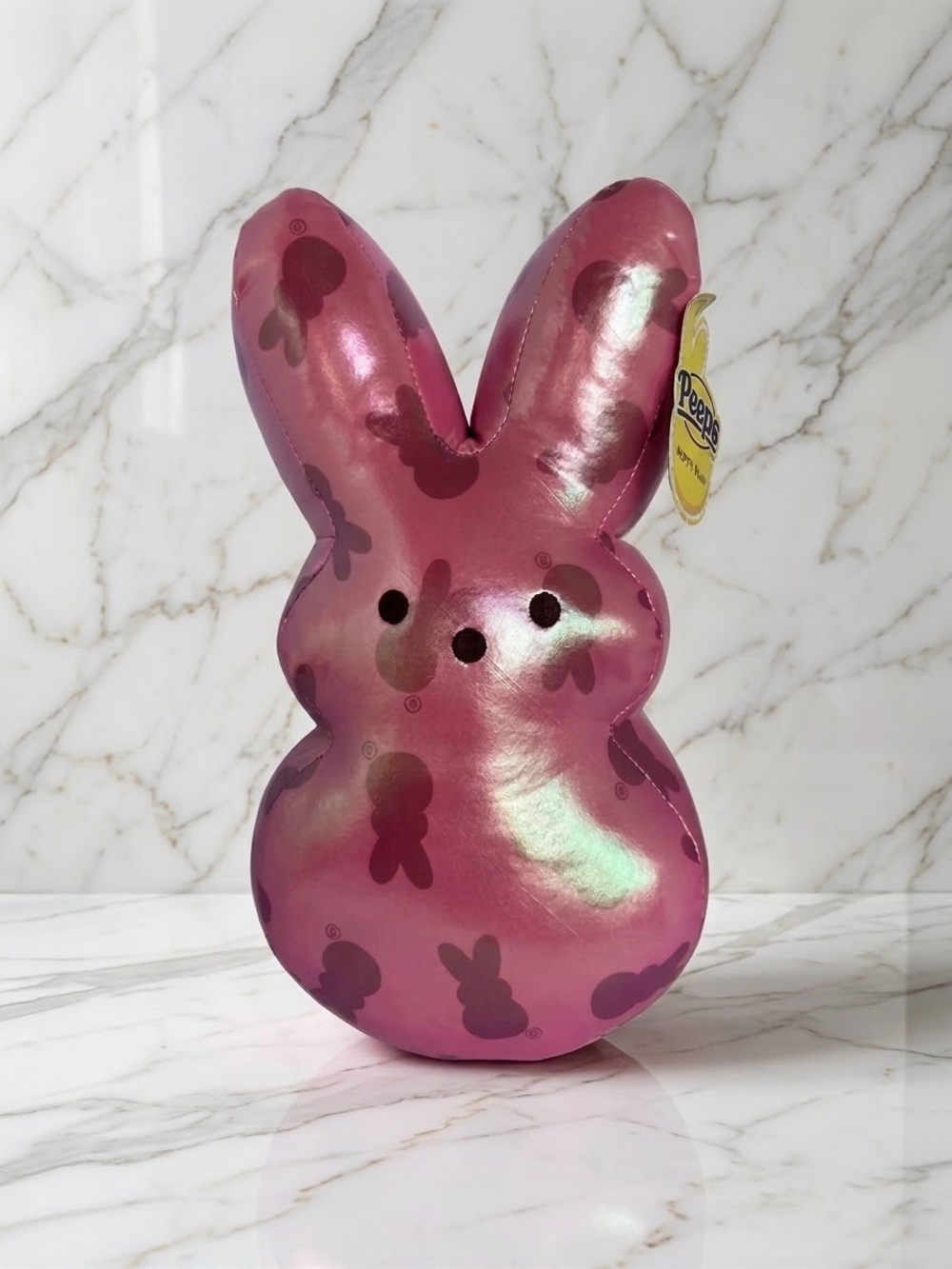 Peeps Pink Bunny Plush Toy - Shiny Decorative Stuffed Animal